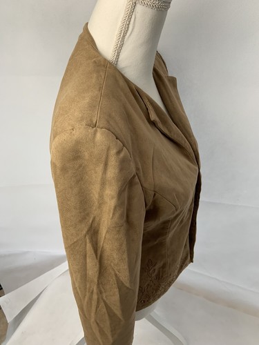 skirt suit jacket next size 6 petite tan polyester faux suede womens - Picture 6 of 12
