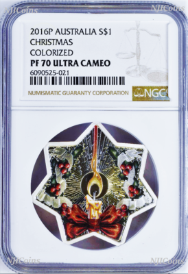 2016 1oz Christmas Tree Star Shaped Silver Proof Coin Silver $1