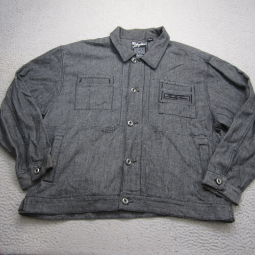 Vtg Karl Kani Jeans Jacket Men 2XL Black Denim Trucker Hip Hop Y2K Baggy Grunge