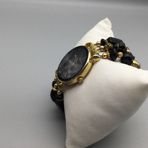Vtg Lafayette Watch Women 31mm Black Dial Rivoli Crystal New Battery 6" - Picture 5 of 16