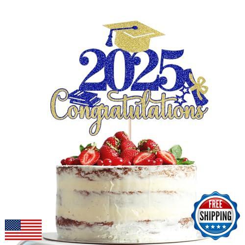 Dxsdgetue Congratulations 2025 Graduation Cake Topper,Congrats Grad Cake Deco