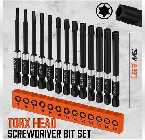 Impact Rated 13-Piece Torx Bit Set with S2 Steel - Protect Against Tampering - Picture 4 of 8