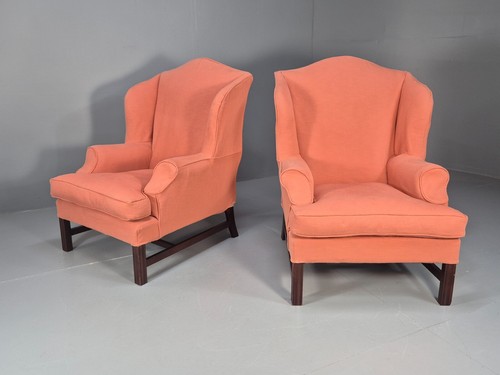 2 Vintage Georgian Style Wingback Armchairs 1950s Reproduction EB9469 VCLO - Picture 2 of 15