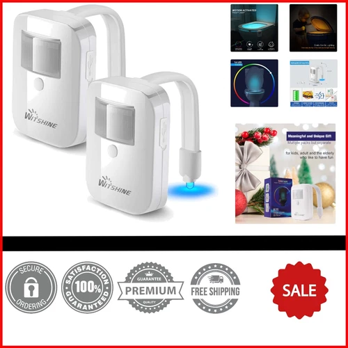 Motion-Activated Toilet Night Lights - 2 Pack Bright & Colorful Bathroom Gadgets