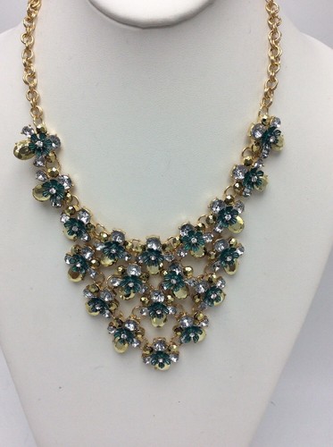 $48.50 M Haskell Statement Necklace - Turquoise flowers Frontal Necklace HA12 - 第 2/5 張圖片