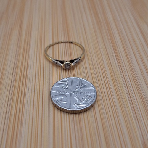 Antiguo anillo de diamantes y oro de 18 quilates talla N 1,2 g AW Crosbee & Sons - Imagen 9 de 14