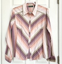 Lemon Grass Studio Button Up Top Shirt Retro 90 s Pastel Pink Purple Stripes XL