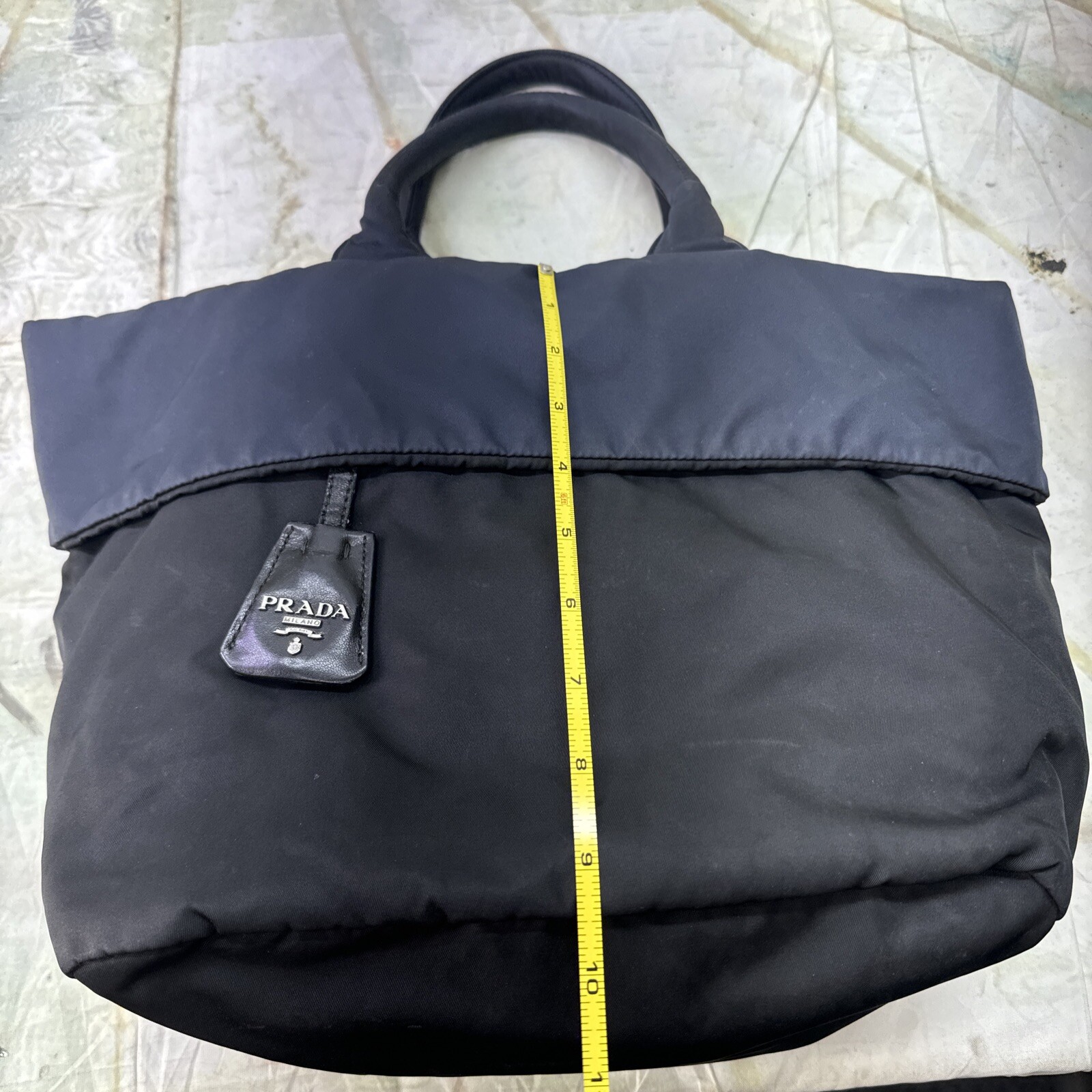 Prada Reversible Triangular Logo Plate Handbag To… - image 15