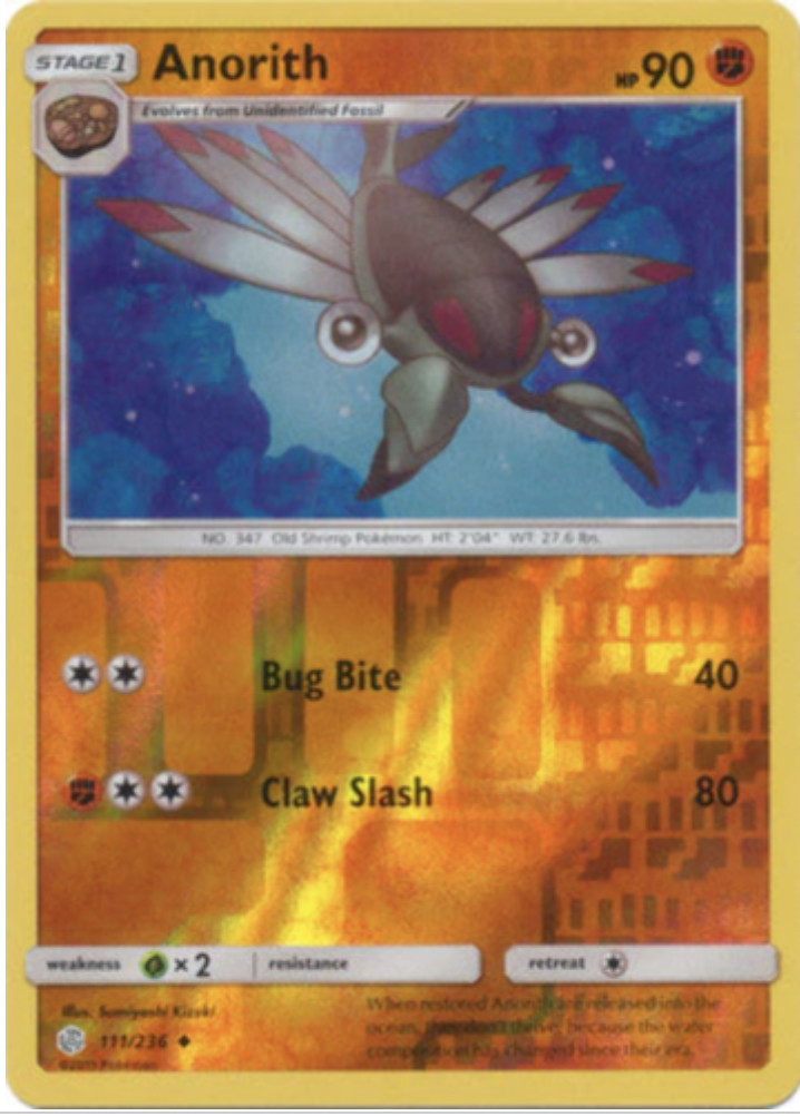 Pokemon - Anorith - 111/236 - Uncommon - Reverse holo - cosmic eclipse - NM/M