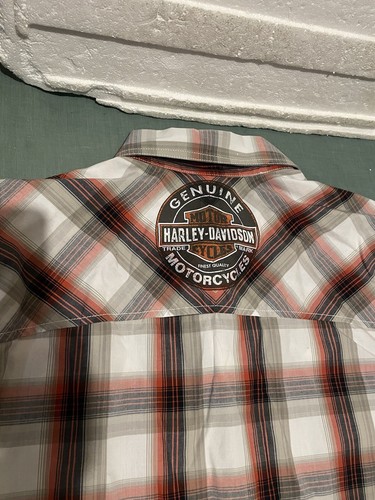 HARLEY DAVIDSON Button Up Shirt Mens Plaid Check Double Sided - SIZE LARGE - Picture 7 of 7