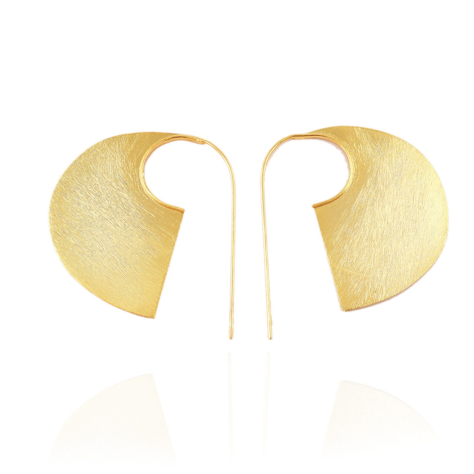Gold-Plated Matte Brass Hoop Earrings for Women - Stylish Statement Jewelry-image