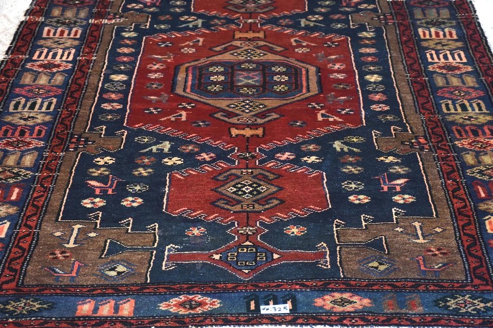 Alfombra geométrica tribal vintage turca 4' 3" x 6' 8" marrón anudada a mano Foto 2 de 3