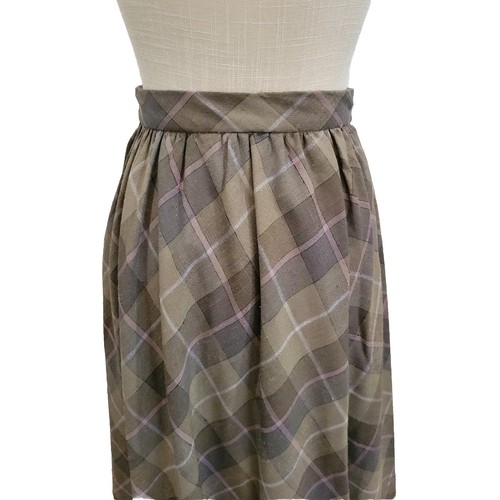 Vintage Halston III Skirt Womens Size 4 Brown Plaid 2 Button Front Designer - Bild 4 von 10