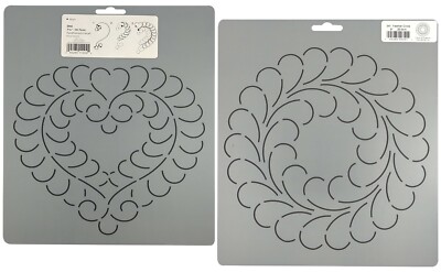 Quilting Stencil Feathered Heart & Scallop Block Feather Quilt Patten Templates