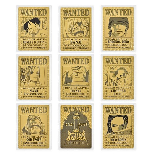9 Types One Piece Wanted Posters Japan Anime Gold Foil Card Case Luffy Chopper Ebay