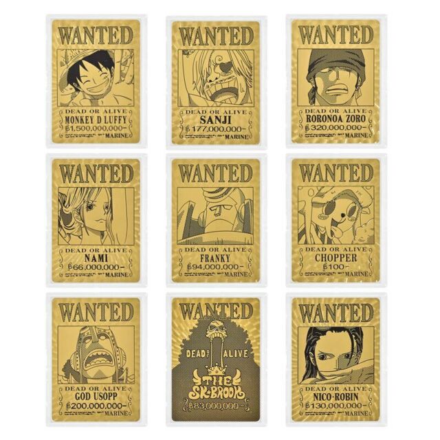 9 types One Piece Wanted Posters Japan Anime Gold Foil Card Case Luffy Chopper FQ10499 9 types One Piece Wanted Posters Japan Anime Gold Foil Card Case Luffy Chopper FQ10499