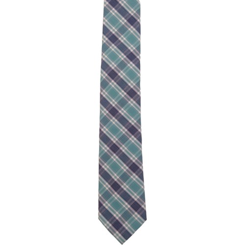 1901 Nordstrom Mens Cotton Tie Slim 2.5 Blue Teal Check Summer Preppy Necktie - Picture 5 of 6
