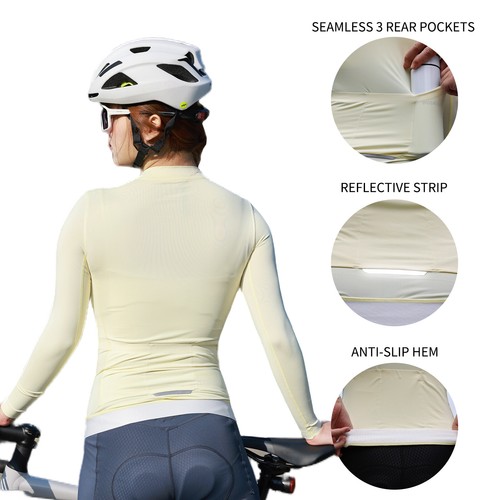 WOSAWE Breathable Comfort Cycling Sets Women Pink Long Sleeve Top Cushion Tights - Picture 13 of 22