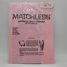 MATCHLESS - GARTERLESS GIRDLE STOCKINGS - Taupe - Size Short 9.5 - 10.5 RARE