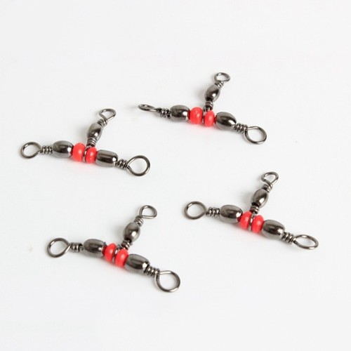 100pcs Fishing Three-way Swivels Triple Swivels Line Connectors Fishing Barrel