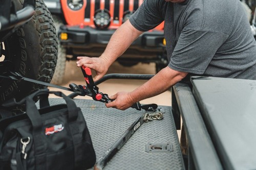 SpeedStrap Red 2"x10' Ratchet Tie-Down W/ Floating Snap Hook and Axel Strap - Picture 17 of 19