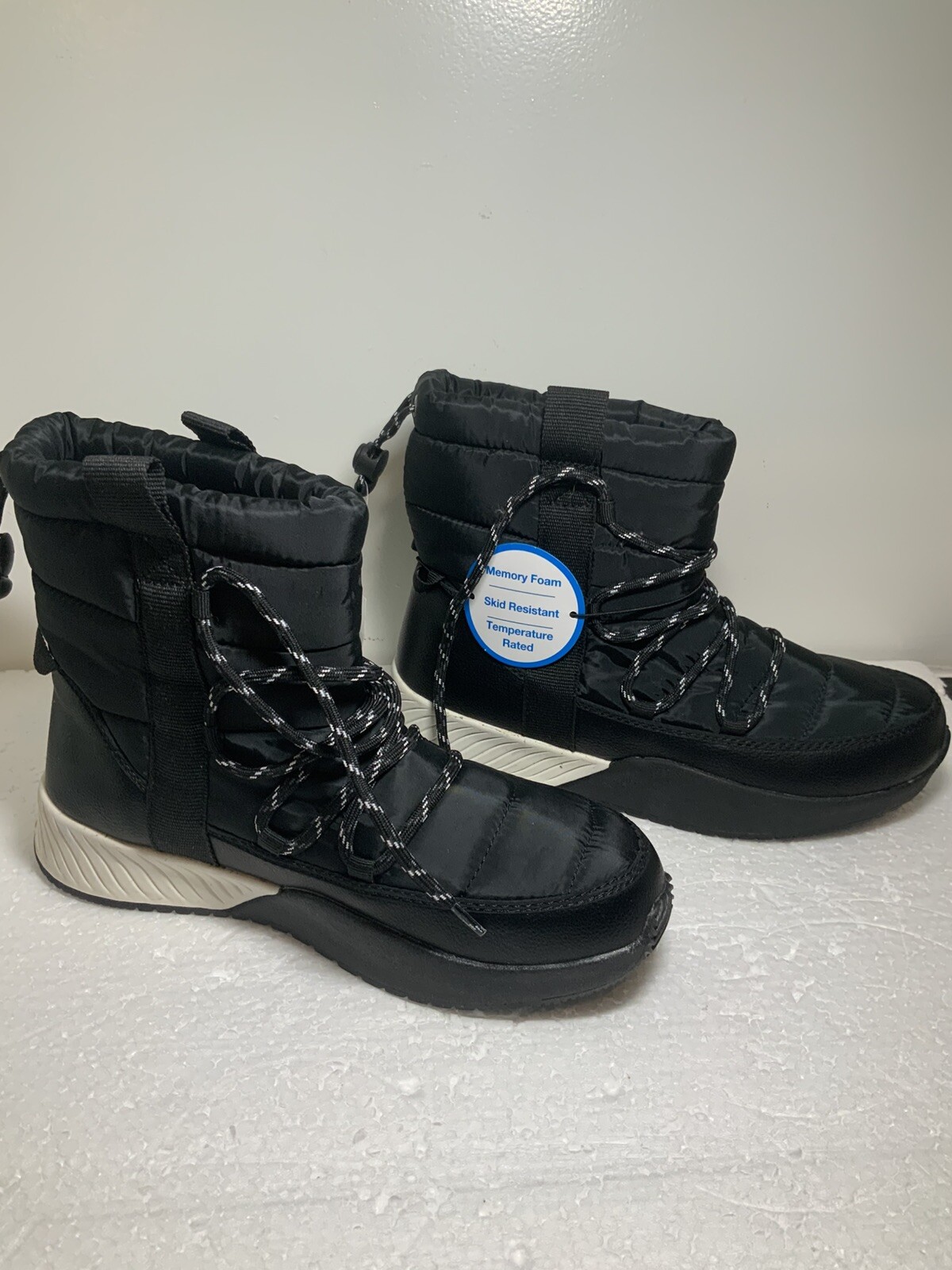 Time and Tru Womens Quilted Winter Boots Pull-On Bungee Size 7 New With Tags