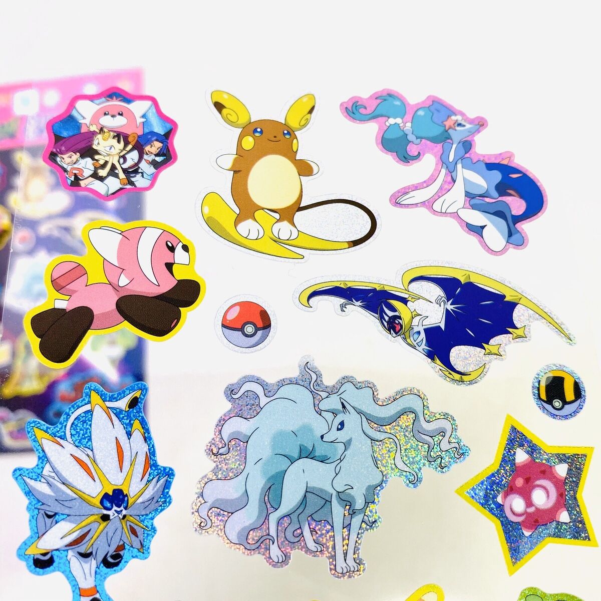 Lunala and Solgaleo Holographic Stickers Normal & Shiny 