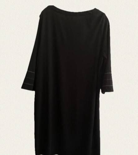 J.jill Floral Embroidered Boho Cotton Blend Knit Black Midi Dress 1X - Picture 3 of 6