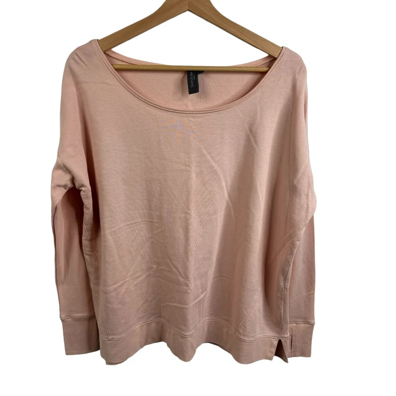 sweaty-betty long sleeve cotton scoop neck sweatshirt