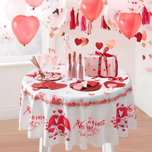 60 Inch Round Valentine's Day Tablecloth Washable Table Cover for Party Picnic - Bild 2 von 8
