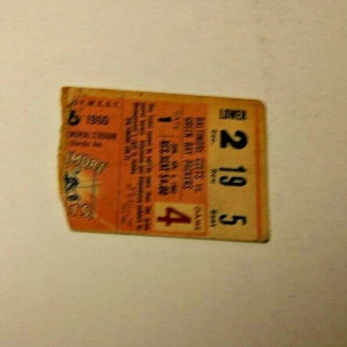 1960 BALTIMORE COLTS VS GREEN BAY PACKERS NFL FOOTBALL TICKET RARE - Picture 2 of 3