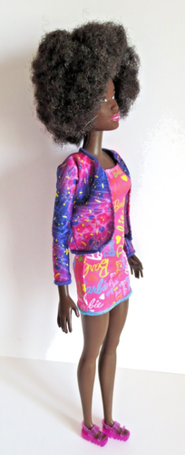 2015 BLACK AFRICAN BARBIE DOLL WITH AFRO CUT BARBIE DRESS AND JACKET WITH SHOES - Picture 7 of 10