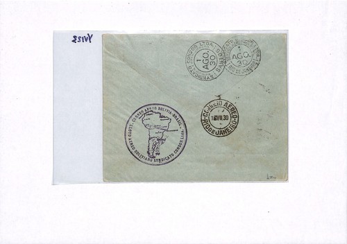 BOLIVIA Cover 1930 Air Mail Set{8} FIRST FLIGHT Brazil LLOYD AERO/CONDOR YV123 - Picture 12 of 12