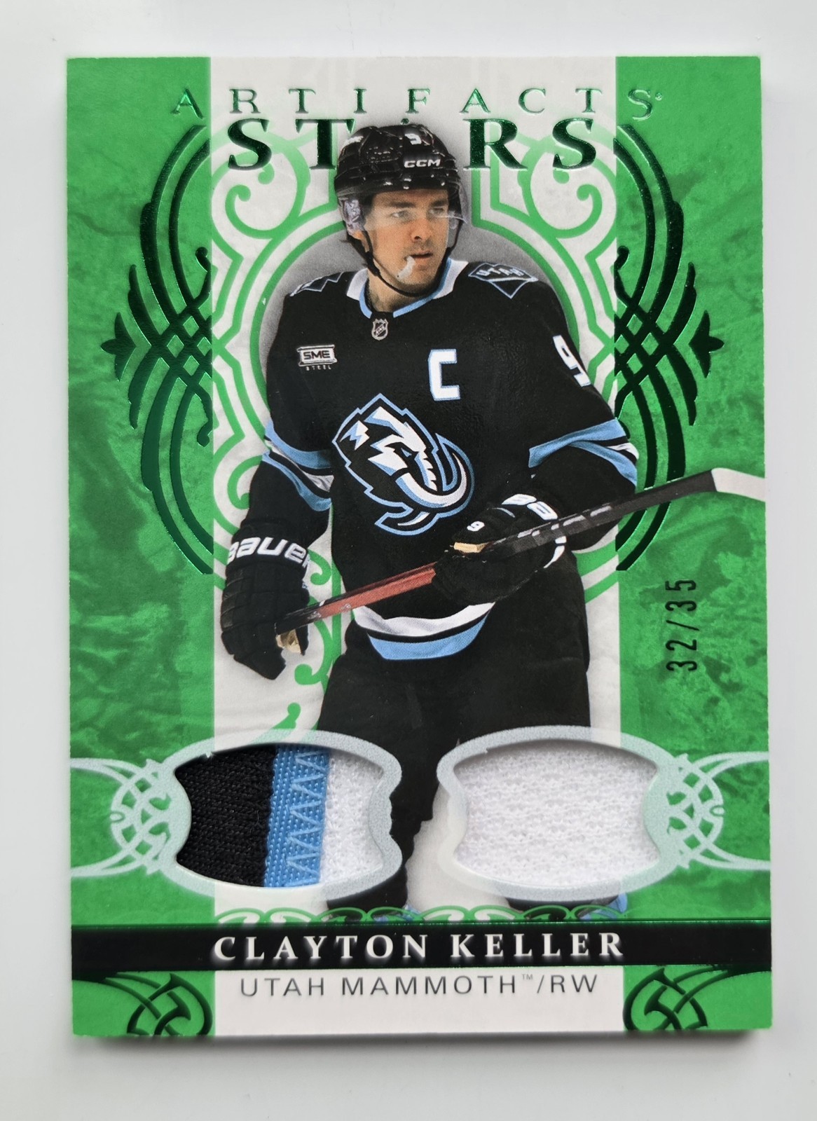 Clayton Keller 2026-27 Upper Deck Artifacts DUAL EMERALD PATCH /35 Game Used