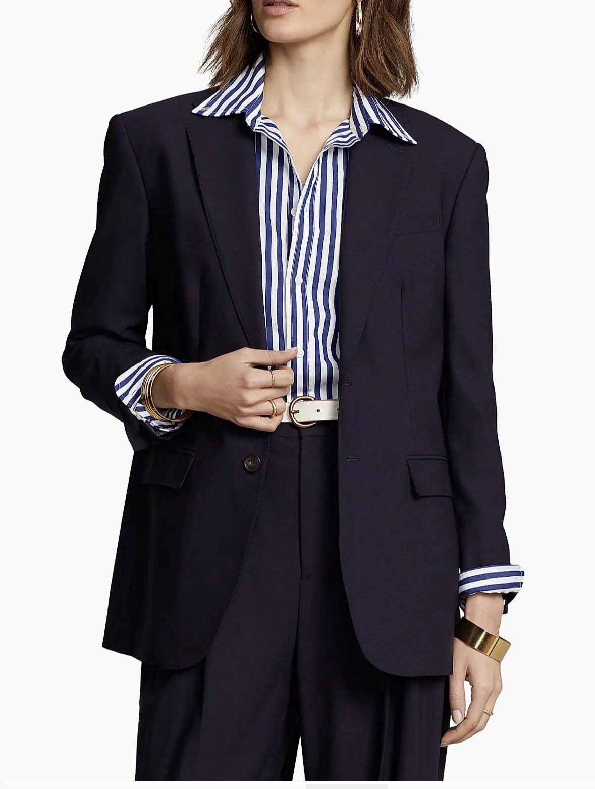 NWT Polo Ralph Lauren Navy Blue Wool Blazer Jacket Size 4 Made in Portugal