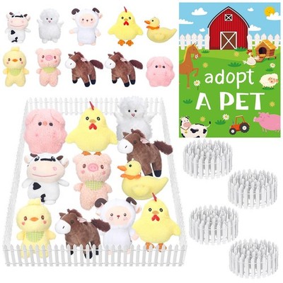 15Pcs Adopt a Pet Farm Party Favors Mini Stuffed Animals Set Includes12 Small...