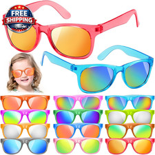 12 Pack Kids Sunglasses Hawaiian Party Favors with UV400 Protection, 12 Colors N