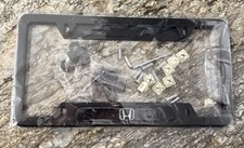 Black License Plate Frame Logo Set For Honda W Caps Hardware