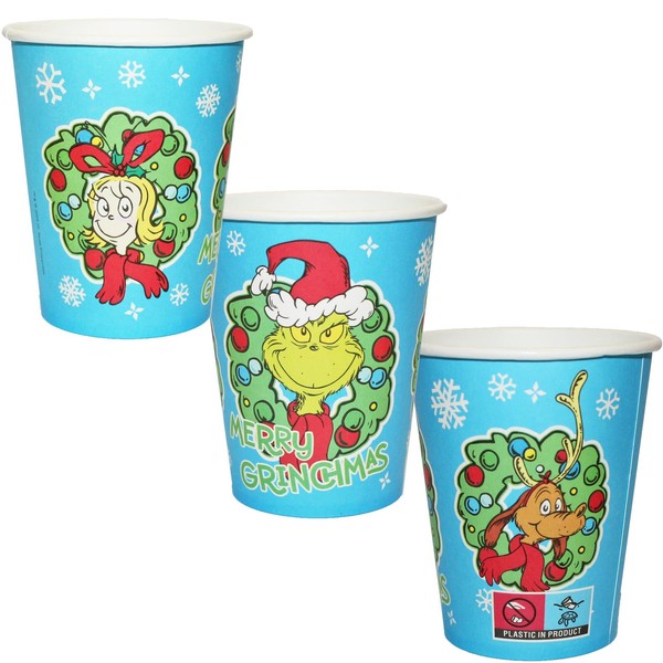 Weihnachten Grinch Papier Becher 8 Packung Einweg Party Geschirr Blau-image