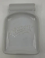 White Mason Jar Spoon Rest 3 7/8” X 5 1/2”