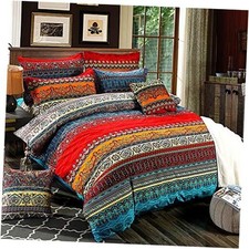 3Pcs Bohemia Retro Bedding Ethnic Vintage Floral Duvet King Colorful Retro