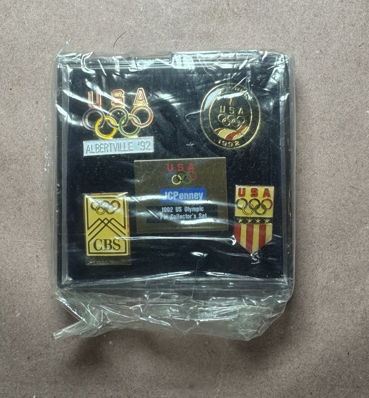 VINTAGE 1992 US Olympic Pin Collector Set 5 Pins in Box JC Penny USA