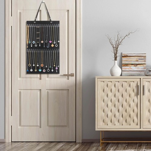 Caffox Hanging Necklaces Holder, Large Jewelry Organizer for Necklaces, Black  - Picture 6 of 7