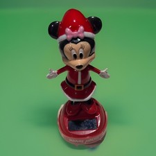 Minnie Mouse Christmas Solar Dancing Bobble Head - New-out Of Box
