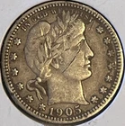 1905-S Barber Quarter VF With Scratch - A $90 Wholesale Coin Without The Scratch