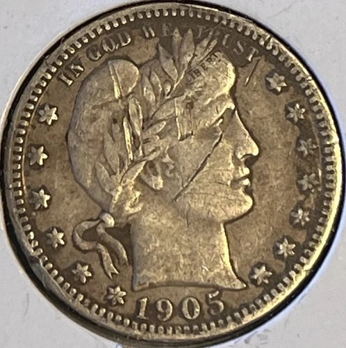 1905-S Barber Quarter VF With Scratch - A $90 Wholesale Coin Without The Scratch