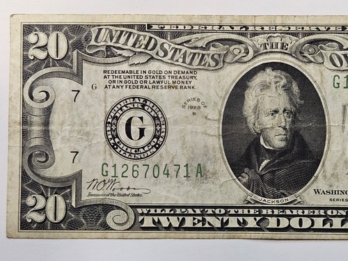 1928B $20 Numerical "7" FRN Redeemable in Gold Fr. 2050G Chicago IL District - Picture 3 of 5