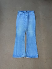 Vintage 70 s Levi s 646 Orange Tab Bellbottom Flare Faded Denim Jeans Size 32x31