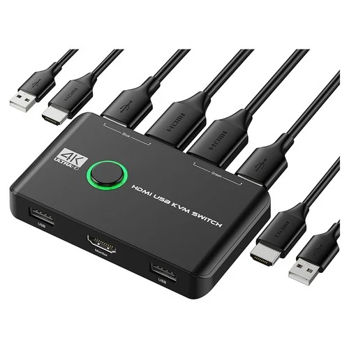 4K-KVM- USB--Kompatibler für 2 Computer mit Gemeinsamer Tastatur, Maus, Dr9717