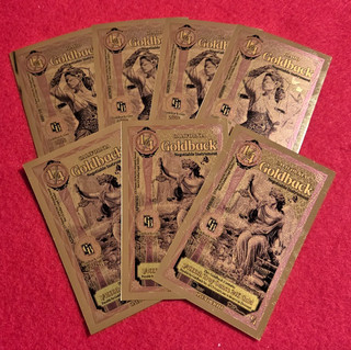 Lot of 7 1/4 Goldbacks: (4) 1/4 Idaho & (3) 1/4 California 24K Gold Notes